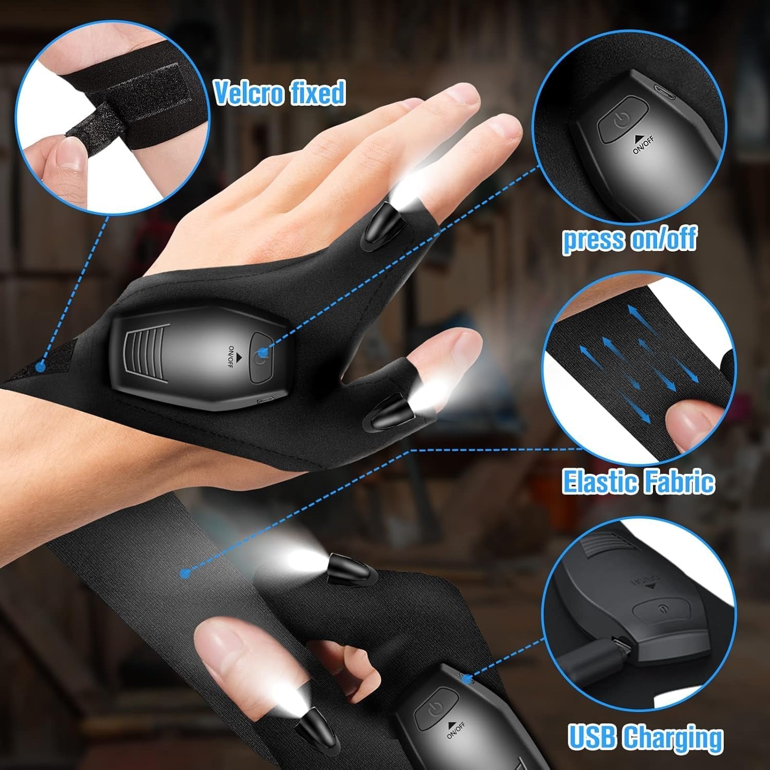 Hinshark Geschenke Für Männer, Handschuhe Mit Licht Angelzubehör, Geschenk Für Valentinstag Für Ihn, Männergeschenke, Geburtstagsgeschenk Lustige Gadgets Geschenke Für Männer Papa, Ostergeschenke