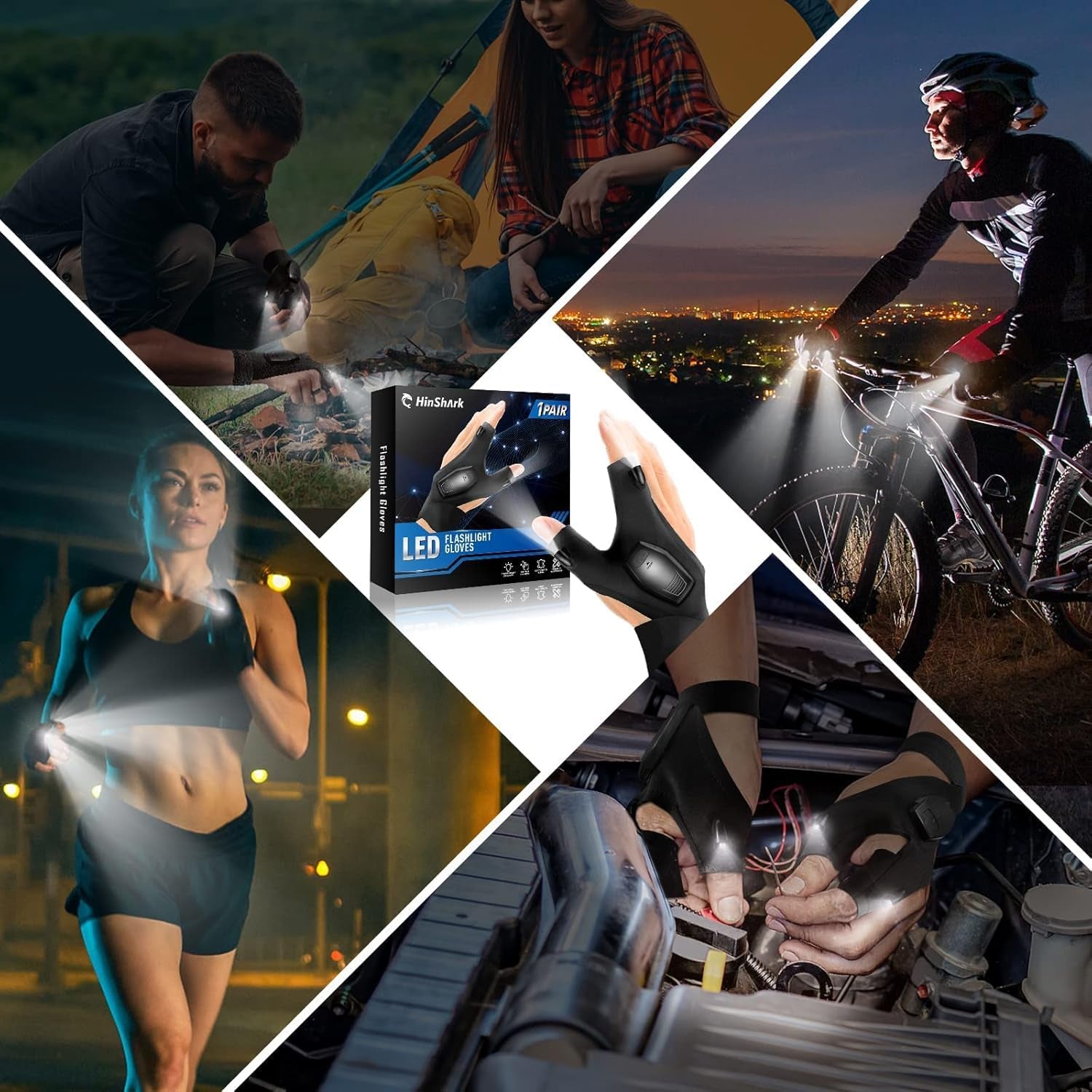 Hinshark Geschenke Für Männer, Handschuhe Mit Licht Angelzubehör, Geschenk Für Valentinstag Für Ihn, Männergeschenke, Geburtstagsgeschenk Lustige Gadgets Geschenke Für Männer Papa, Ostergeschenke