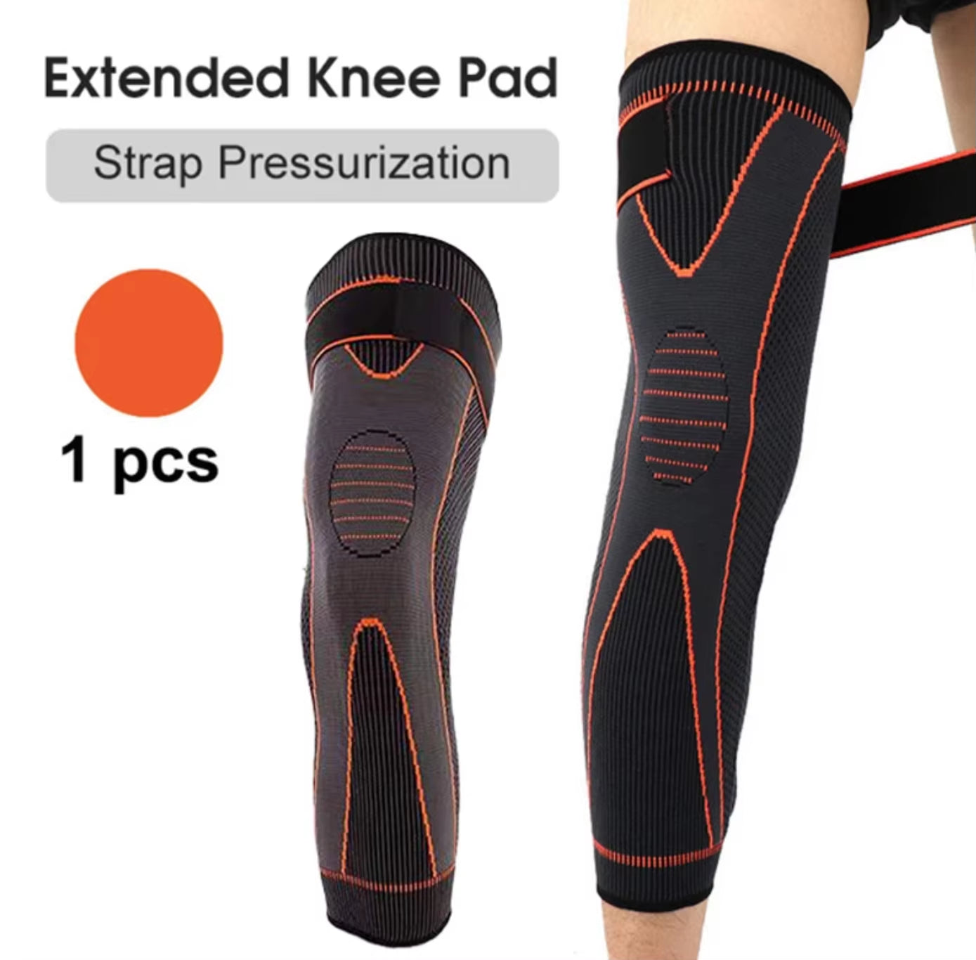 1PC Non-Slip Knee Pads Elastic Long Leg Sleeve Bandage Pressurized Knee Pads Running Sports Warm Leg Protection Accessories
