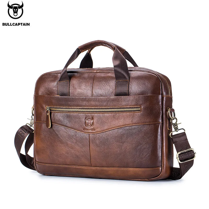 Briefcase Shoulder Messenger Bags Men'S Genuine Leather 14-Inch Laptop Bag'S Men'S Briefcase Office Business Handbag