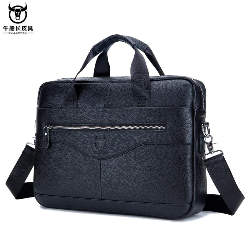 Briefcase Shoulder Messenger Bags Men'S Genuine Leather 14-Inch Laptop Bag'S Men'S Briefcase Office Business Handbag