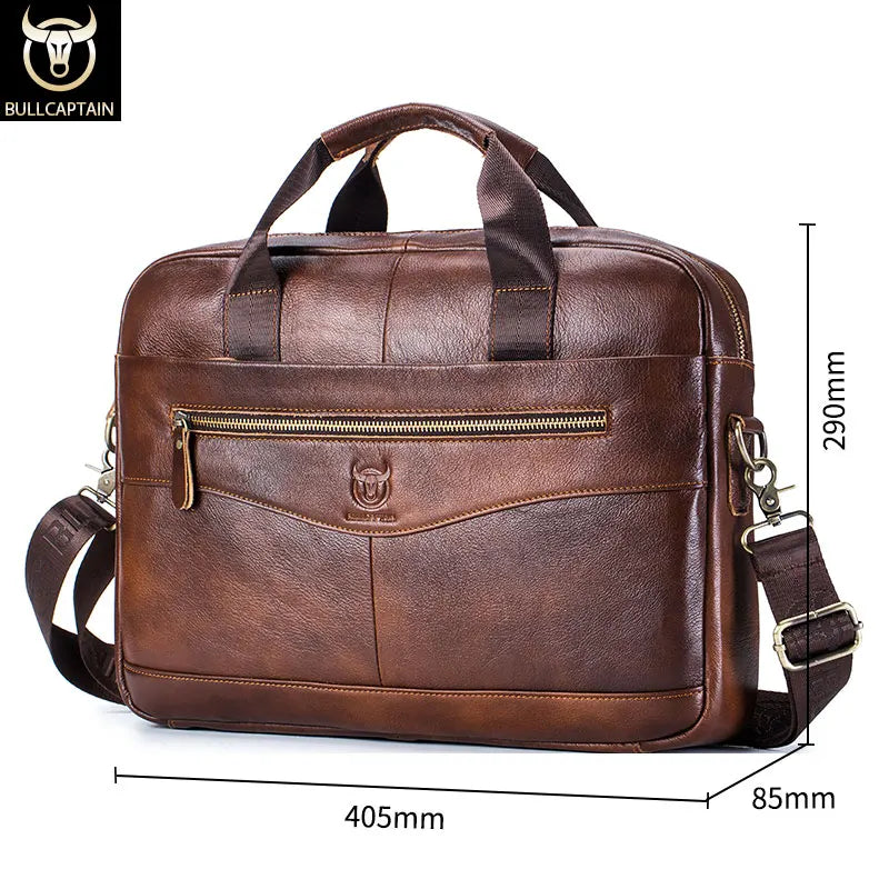 Briefcase Shoulder Messenger Bags Men'S Genuine Leather 14-Inch Laptop Bag'S Men'S Briefcase Office Business Handbag